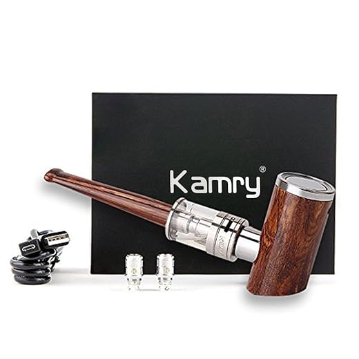 Kamry K1000 Plus Classical Wooden Electronic Cigarette Pipe, 1000mah 30W Large Vapor, E Cigarette Starter Kit Airflow Adjustable, Micro USB Charging Cable, E Pipes Vapor Gift Package, No Nicotine