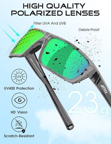 Image of ATTCL Polarized Sunglasses Men for Fishing: UV Protection Lightweight TR90 Sports Wrap Sun Glasses Driving Golf Running