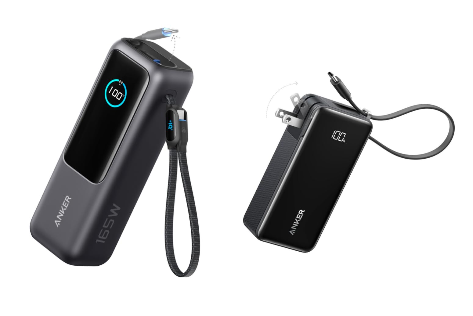 Anker Power Bank 25000mAh, ブラック Anker Power Bank(25000mAh, Built-In & 巻取り式ケーブル)を