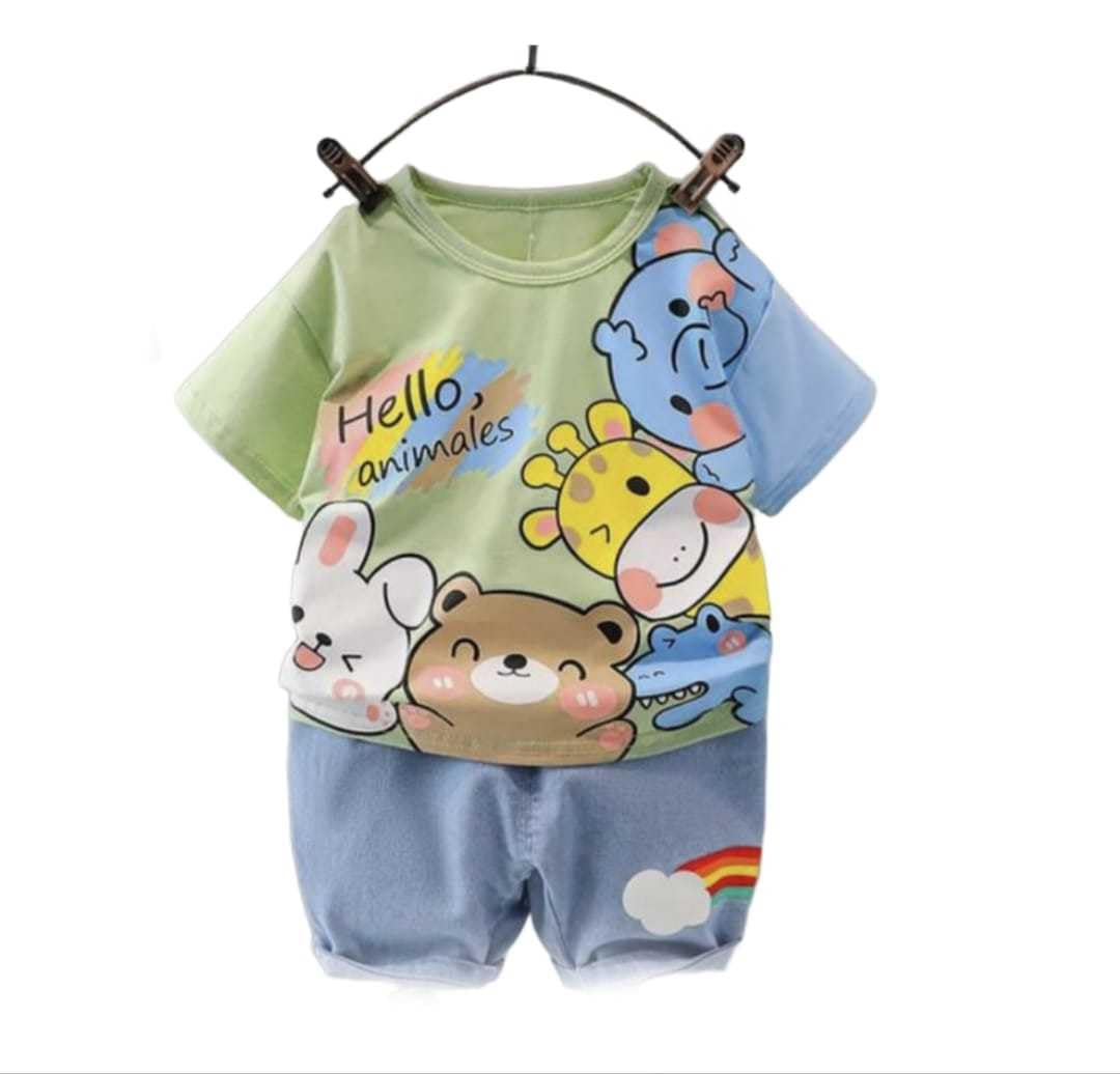Shree Shyam Textile Animal Print Denim Half Co-ord Sets for Baby Girls, Playful Attire of Matching Set of Hoisery Tops & D... - Review, Price and Buying Guide