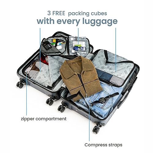 Image of Assembly Large Check in 28 Inches & Cabin Luggage 20 Inches Polycarbonate Set of 2 - Premium Hardsided Suitcase Trolley - Navy Blue