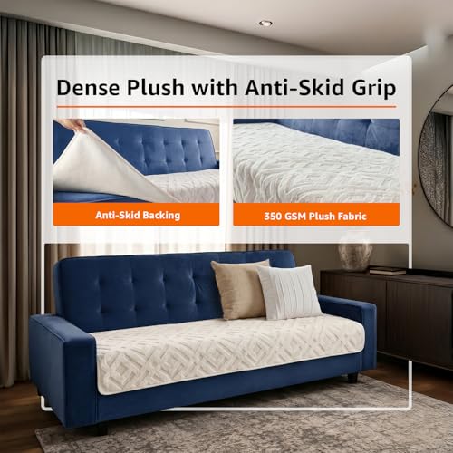 Image of Amazon Basics - Rabbit Fur Make Your Own Sofa Cover |70 x 180 cm| Microfiber Sofa Slipcover | 350 GSM (Beige, 3 Seater)