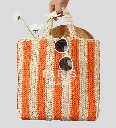 Bolso Tote de Paja para Mujer Verano Color Brillante miniatura 2