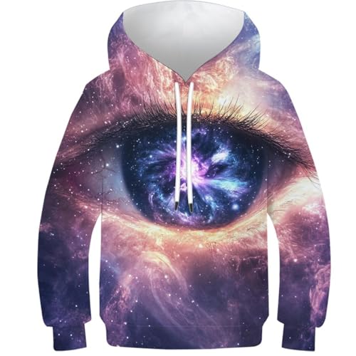 Sweat à capuche 3D Galactic Gaze pull idéal pour le collège et le sport en plein air