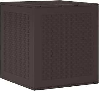 Storage Box with Storage Brown 55 x 53 x 57 cm Polypropylene, Garden and Terrace, Modern Outdoor Storage Box, Rectangular Weather-Resistant, Durable Organizer for Equipment and Furniture