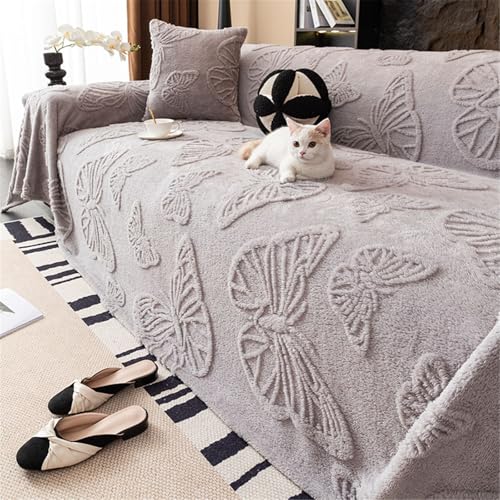 FANSU Warm Sofa Throws Large 1/2/3/4 Seater Winter Extra Large Throws for Settees, Versatile Soft Plush Throw Blanket for Settees Couch Armchair Sofa bed (180x360cm,Grey)