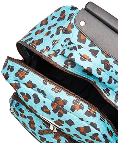 Image of Rockland Double Handle 17 inch Rolling Backpack, Blue Leopard