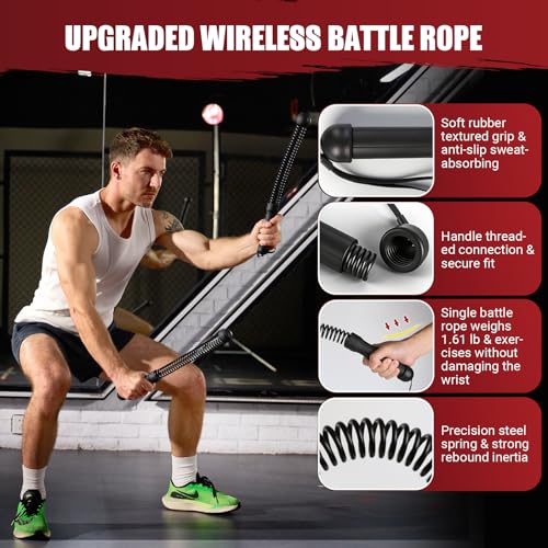 Weighted Ropeless Battle Ropes, Heavy Duty Workout Rope for Home Gym with Training Poster, Portable Arm Exerciser Rope for Strength Building, HIIT and Low-Impact Aerobic Training for Men & Women - Image 3