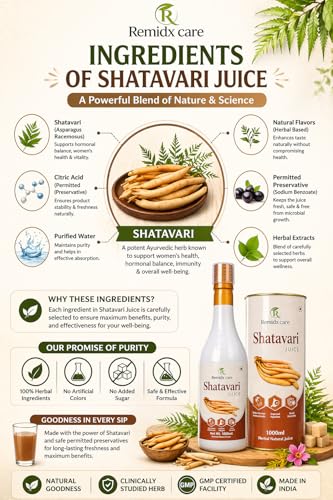 Image of Shatavari Juice 1000ml | 99.5% Pure Shatavari (Asparagus racemosus) Herbal Extract | Ayurvedic Wellness Tonic for Women & Men | Natural Plant Based Herbal Health Drink | Daily Vitality & Balance Support Juice