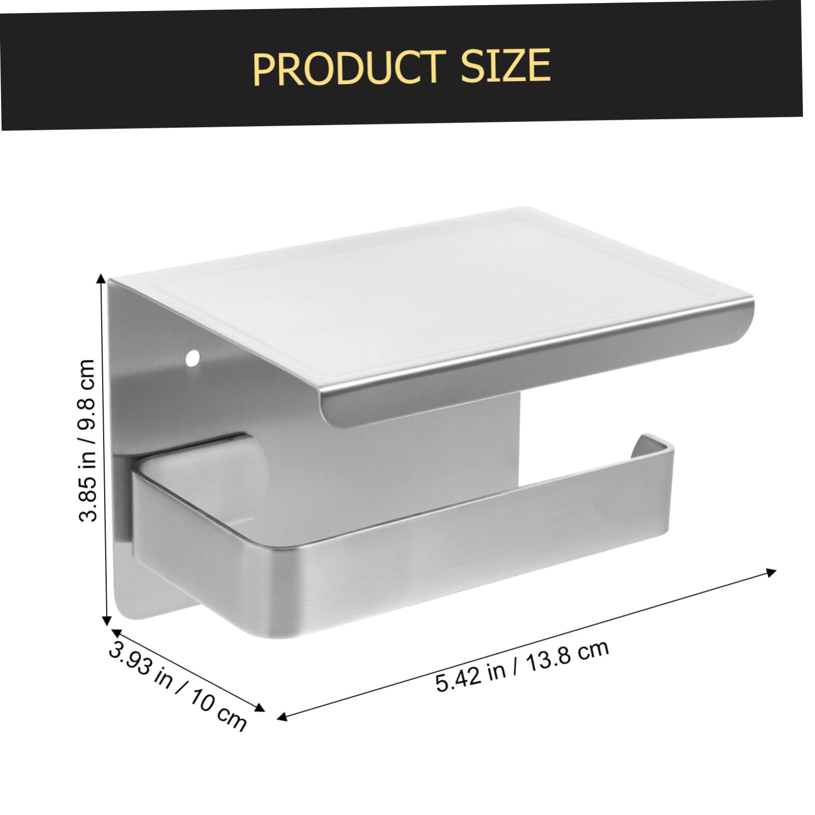 Porta Carta Igienica da Parete in Acciaio Resistente Nero con Mensola Multifunzione per Bagno e Cucina Supporto Robusto per Spazio per Telefono Occhiali e Accessori