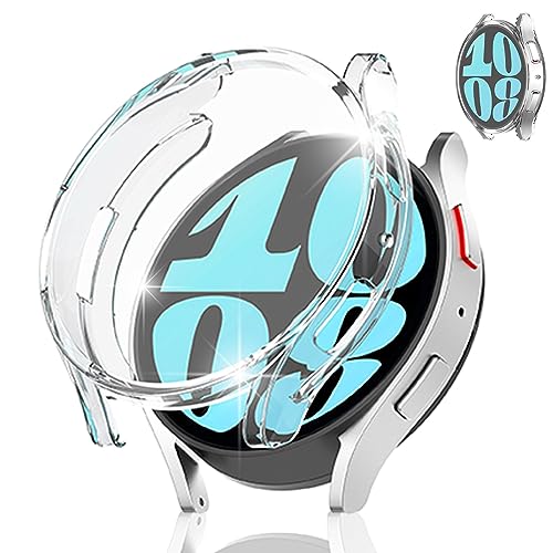 Miimall【2023最新/2個セット】Samsung Galaxy Watch 6 44mm 用 ガラスフイルム一体型ケース 保護カバー ぴったり対応 TPU製メッキ加工 Galaxy Watch 44mmに耐衝撃ケース galaxy watch 6