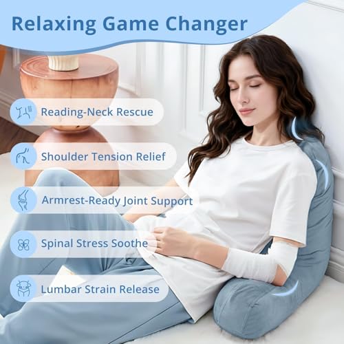 image for Sasttie Reading Pillow for Sitting in Bed Adult, Back Pillow for Bed S