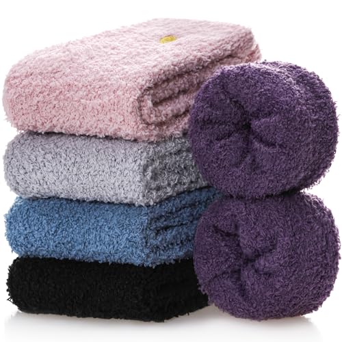 Image of FNOVCO Womens Fuzzy Socks Super Soft Fluffy Winter Warm Cozy Home Sleeping Socks
