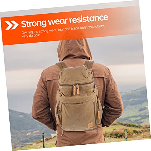 POPETPOP 1Pc Outdoor Portable Shoulder Bag Multifunctional Canvas Backpack for Men Durable Outdoor Backpack for Hiking Cycling Climbing More Retro2