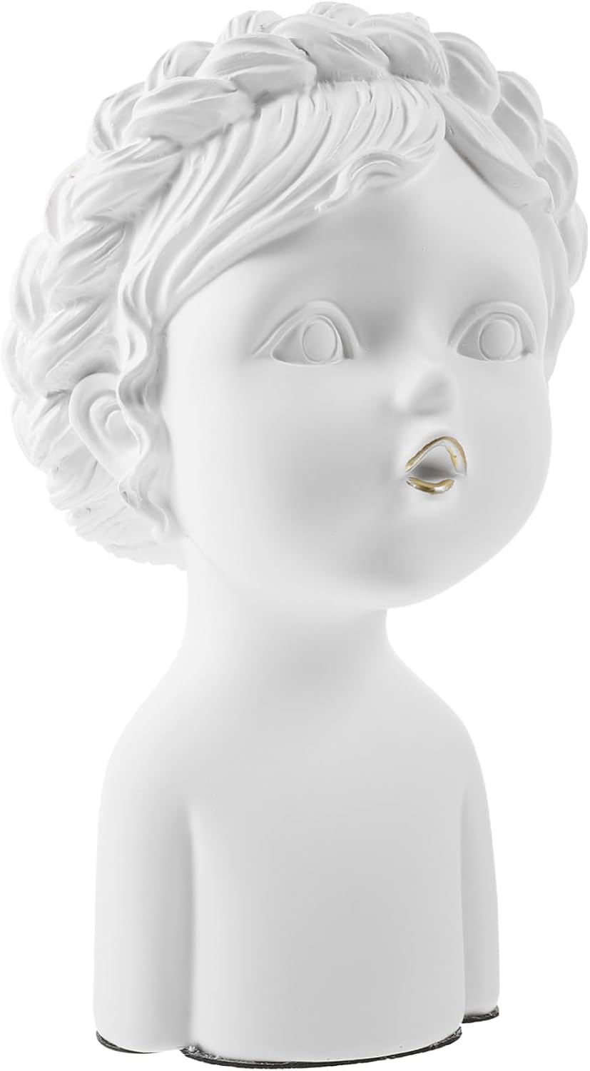 Mobestech Miniature Girl Resin Statue Charming Desktop Bust Decor Unique Home Ornament for and Photography Lively Design with Fine Workmanship Material