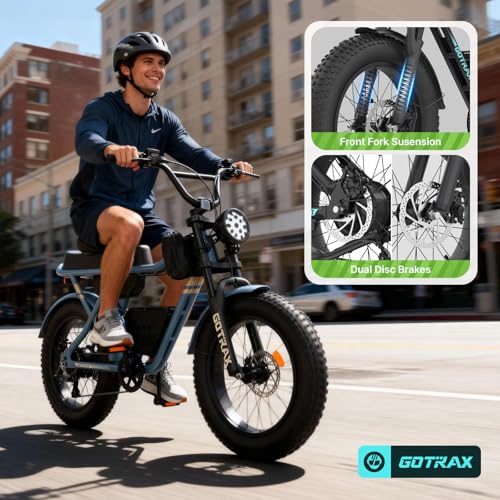 Image of Gotrax R7 Electric Bike for Adults, 750W Motor, 25mph, Max 45-Mile Range, 20 inch Fat Tire, UL Certified, 48V Removable Battery, Oversized Padded Seat, Basket&Frame Bag, Easy Assembly for City&All-Terrain