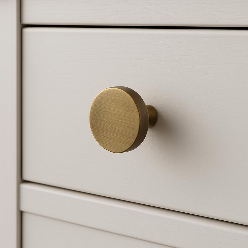 ABVIN Premium Thin Solid Brass Knobs Bar Handles, Modern Gold Cabinet Hardware, Furniture Pulls for Doors, Cabinets, Cupboards & Drawers (Knob)-image-30