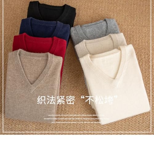 Mens V-Neck Pullover Sweater Long Sleeved Jacquards Knitted Cashmere Sweater Warm Soft Tops3