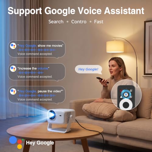 Image of 【Google TV & 3000ANSI & 4K】Smart Projector with WiFi and Bluetooth, VISSPL AI Auto Focus & Auto Keystone Portable Outdoor Overhead Projector, Movie Home Theater Gaming Projectors for Bedroom Ceiling