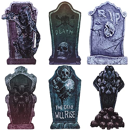 JOYIN Halloween Grabsteine 5 Stück 43cm - Schaumstoff RIP Grabsteine Mit Metall Bodenspitzen | Garten Deko