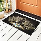 494 Alfombrilla Antideslizante 40X60cm Chakra Dorado Femenino Haciendo Arte De Yoga Doormats Divertidos Felpudo De Entrada para Puerta Cómodo Tapete para Puerta para Puerta, Dormitorio