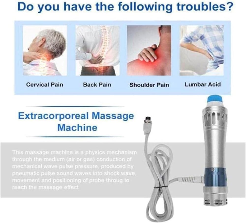 Dispositivo quiropráctico de rehabilitación, Dispositivo portátil de Terapia de Ondas de Choque extracorpóreas ED, con 7 Cabezales de Masaje, masajeador de Cuerpo Entero para Lesiones Deportivas, do
