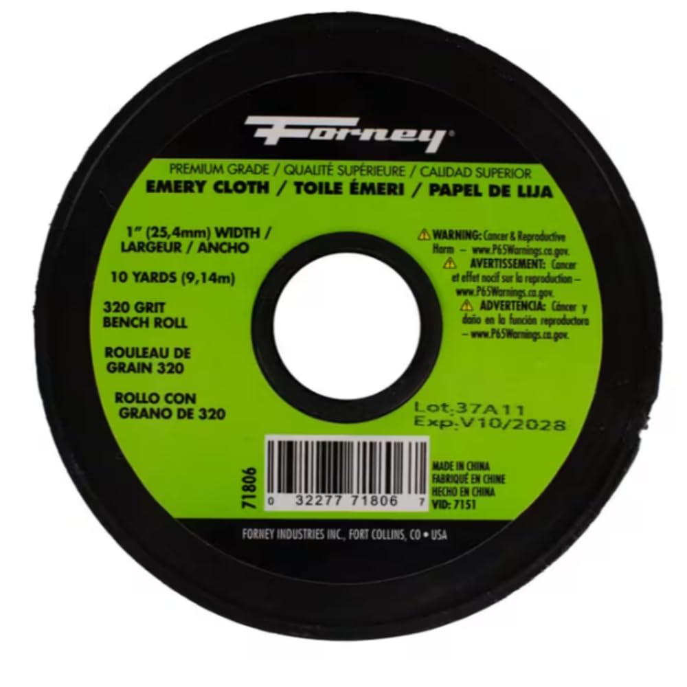 Forney 71805 Emery Cloth, 180-Grit, 1-Inch-by-10-Yard Bench Roll