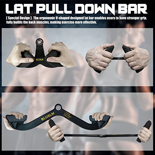 Lat Pull Down Bar For Cable Machine, Lat Pulldown Attachments T Bar V Bar Cable Attachment, Back Tricep Bar Strength Training Handle (2 Pieces) #TOP2