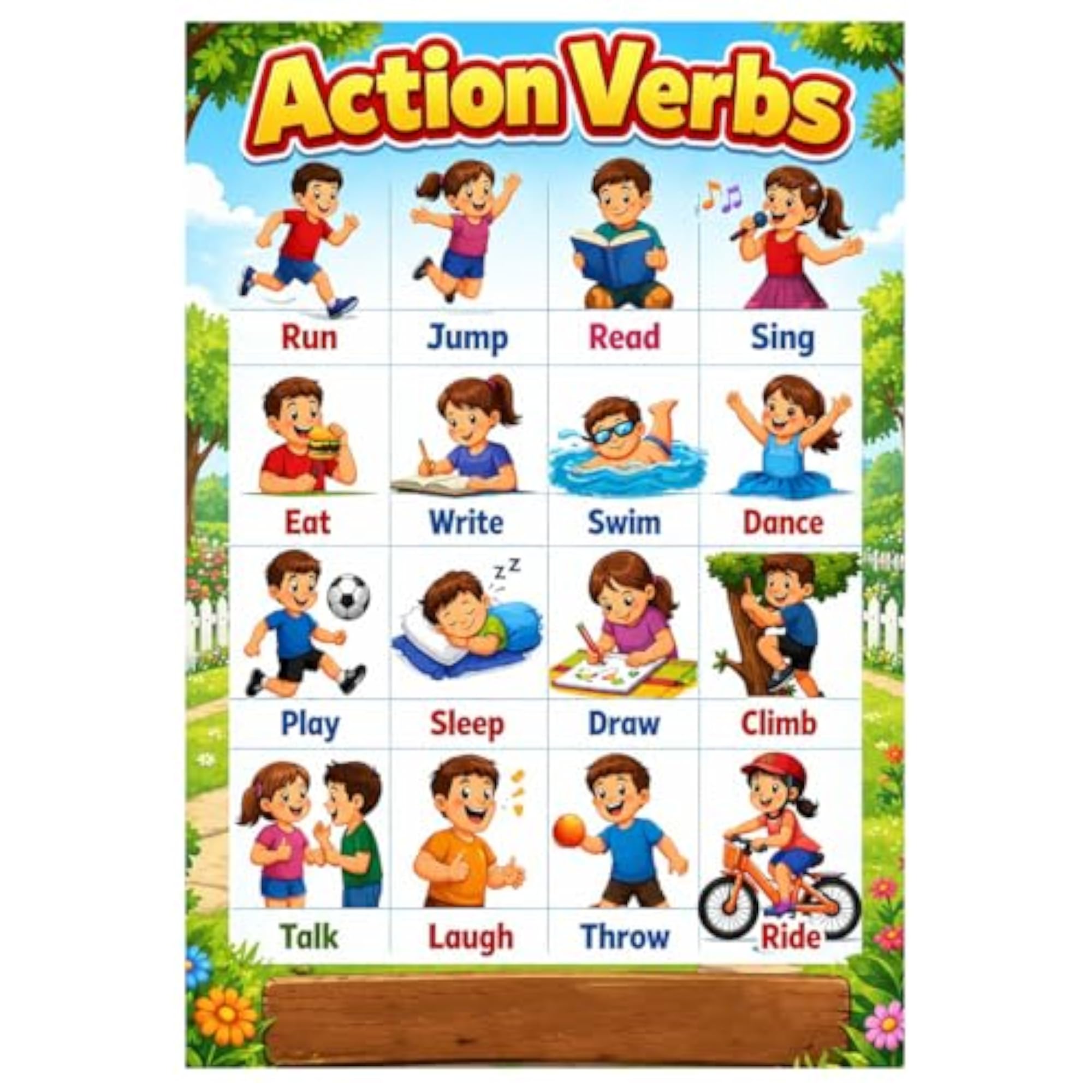 Action Verbs Wall Sticker for Kids Learning