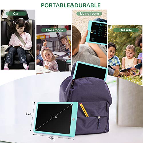 Image of TEKFUN LCD Writing Tablet for Kids, 10-inch Coloring Drawing Pad, Mess Free Doodle Board, Airplane Travel Toys for Boys and Toddlers, Road Trip Essentials, Gifts for 3 4 5 6 7 8 Year Old Girls(Yellow)