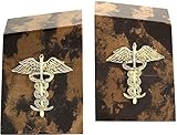Bey-Berk R11M Tiger Eye Marble Bookends with Gold Plated Medical Emblem, Brown