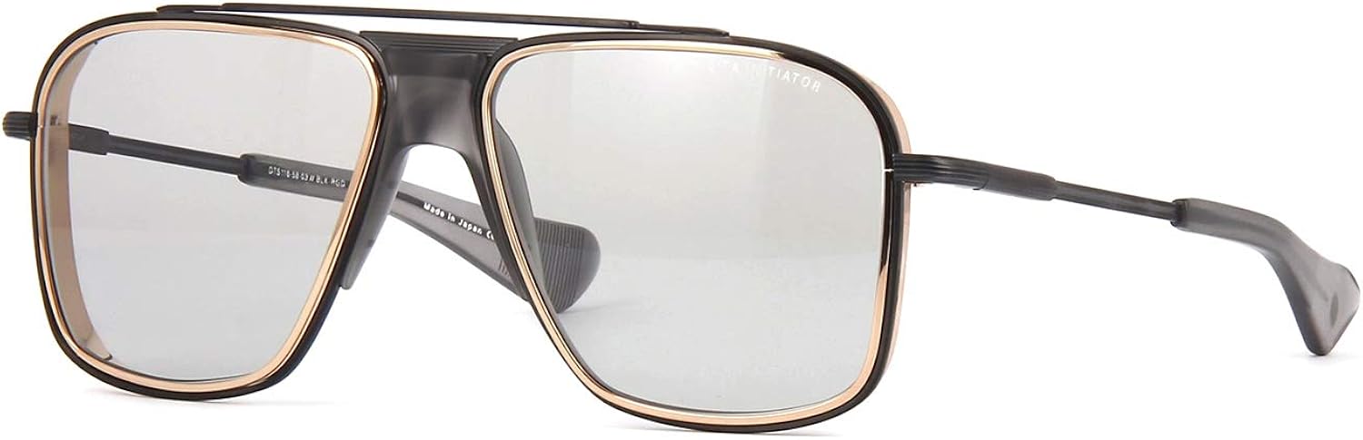 Dita INITIATOR DTS116-58-03 - Lentes de sol de hierro negro bordes de lente de oro rosa gris cristal mate con gris medio lente AR de 2283in Hierro