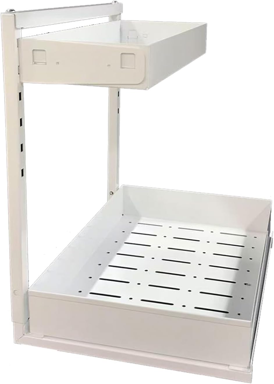 Under Sink Organizer, 2 Packs, 2 Tier Bathroom Organizer, Under Cabinet Storage, Under Sink Pull Out Organizer, Used for Kitchen, Bathroom, Pantry, Office, Garage, Shop, Cabinet, Closet, White