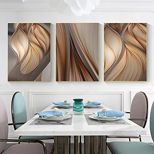 Porche et couloir décorés avec ce triptyque mural abstrait chic
