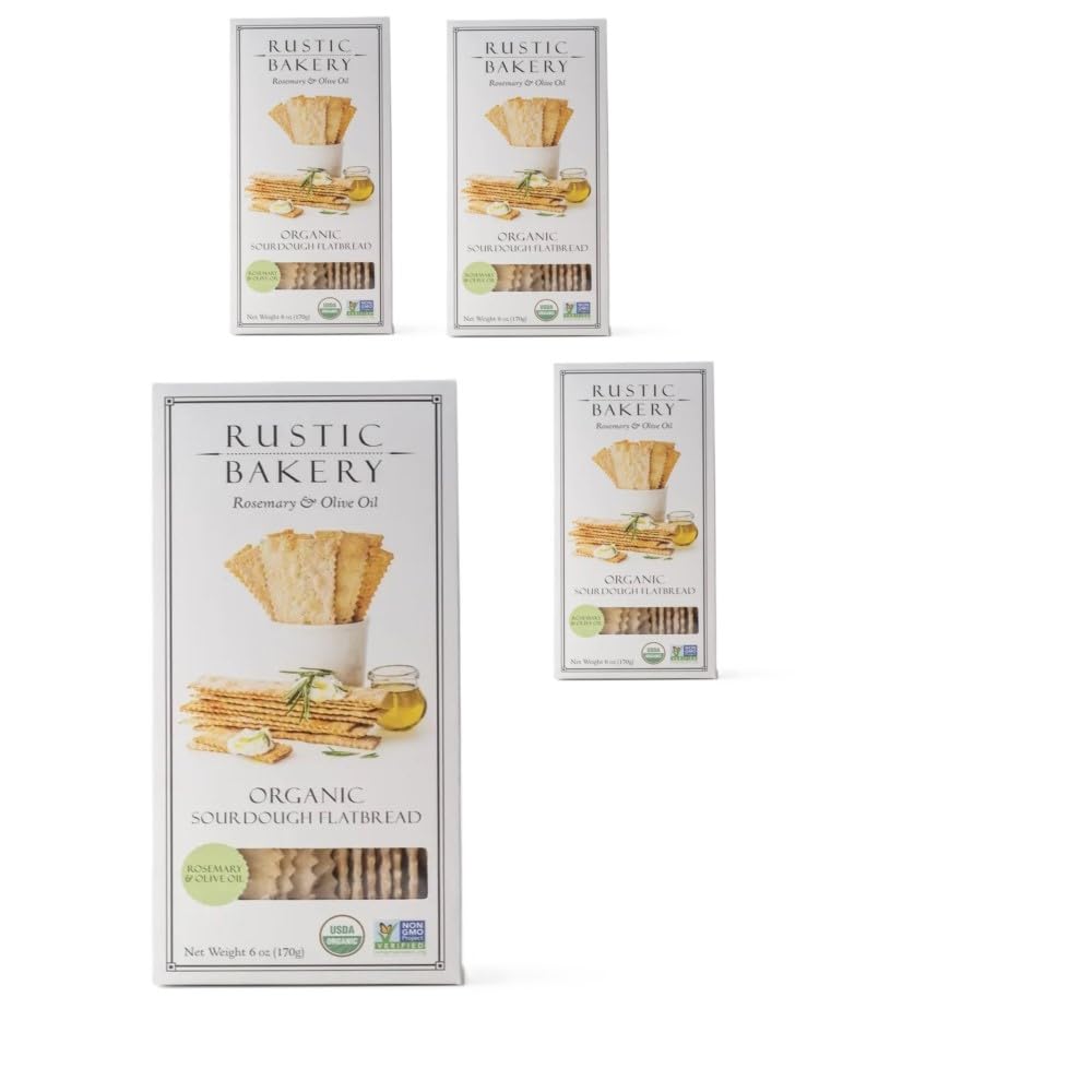 Generic Rustic Bakery Rosemary & Olive Flatbread Vegan, 6 oz, 4 Pack