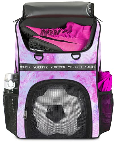 Yorepek Soccer Bag, Soccer Backpack With Ball Compartment For Youth Boys And Girls Fit Basketball Volleyball, Large Capacity Sports Equipment Bags Gift To School Gym Outdoor Camping (Pink) #TOP4