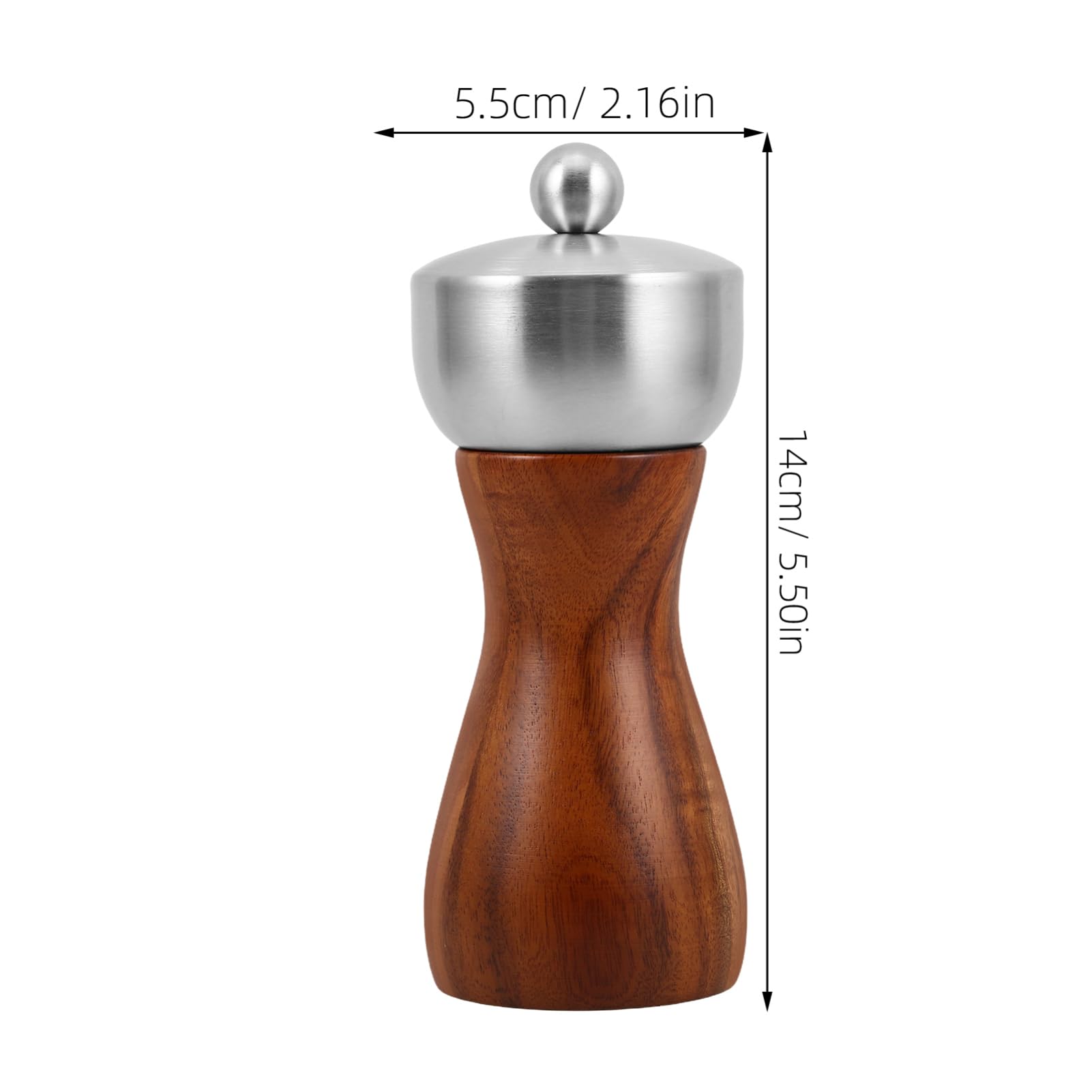 Unomor Wooden Pepper Grinder with Ceramic Core Hand Crank Manual Mill for Precise Grinding Elegant Finish Head for Kitchen Use
