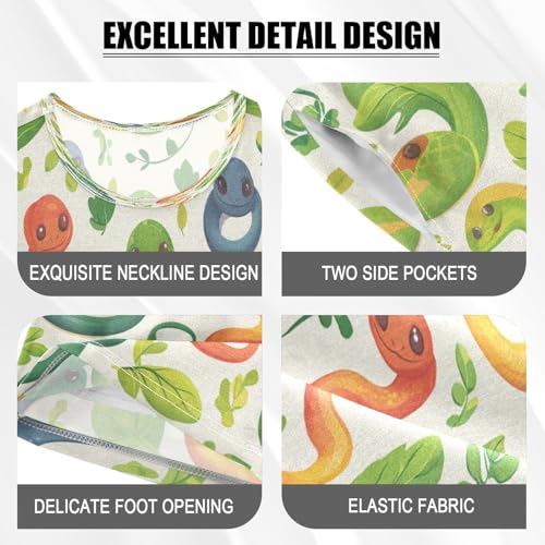 Pajama Sets Short Sleeve Cute Colorful Snake Pattern Soft Cotton Summer Sleepwear 2 Piece PJS Size 5-14T3