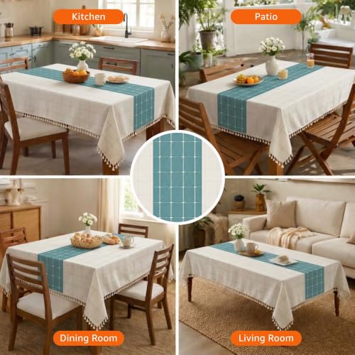 Image of Amazon Basics Tablecloth for Dining Table Cover, Microfiber Fabric Rectangle Tablecloth, 40x60 Inches 4 Seater (Teal Floral, 4 Seater)