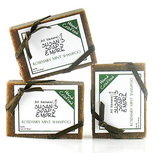 Rosemary Mint Shampoo Bars for Hair & Body - 4 oz. Bars, All Natural Handmade Shampoo, Bath, Handsoaps, Body Wash, Vegan Travel Shampoo for Women and Men, Vacation Gift Set