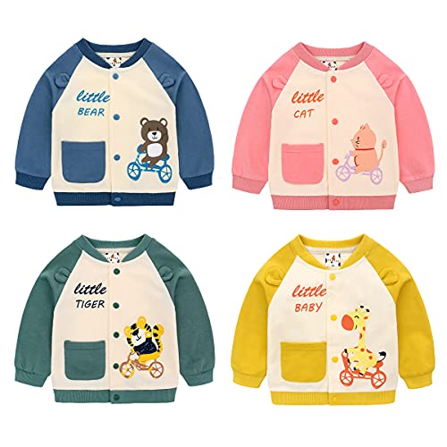 Famuka Baby Boy Girl Baseball Jacket Casual Cartoon Coat Toddlers Clothes (Yellow, 12-18 Months) #TOP6