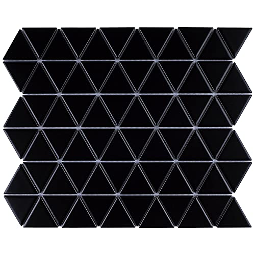 Tpmg-26 1.5X1.5 Triangle Black Porcelain Mosaic Tile Backsplash (Satin) (11 Sheets) #TOP27
