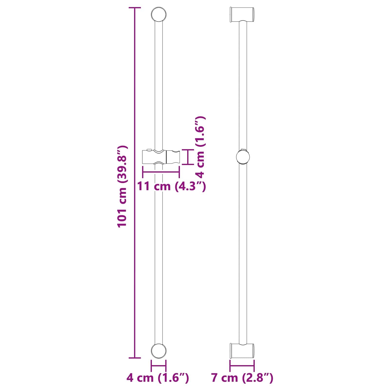 Soporte para alcachofa de ducha de acero inoxidable cromado de 101 cm con rotación de 360 grados y altura ajustable, giratorio para montaje en pared, antideslizante, adecuado para brazo de