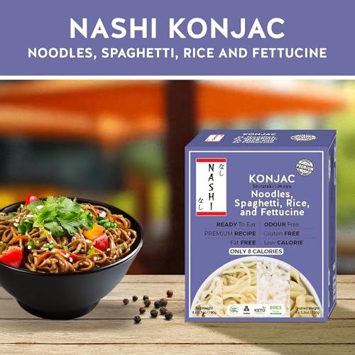 Nashi Konjac Shirataki Mix Pack – geruchsfrei, geeignet für Veganer, fettfrei und kalorienarm, Glucomannan-Keto-freundlich, kohlenhydratarme Diät-Nudeln, gesund | Verzehrfertig (8×190g)