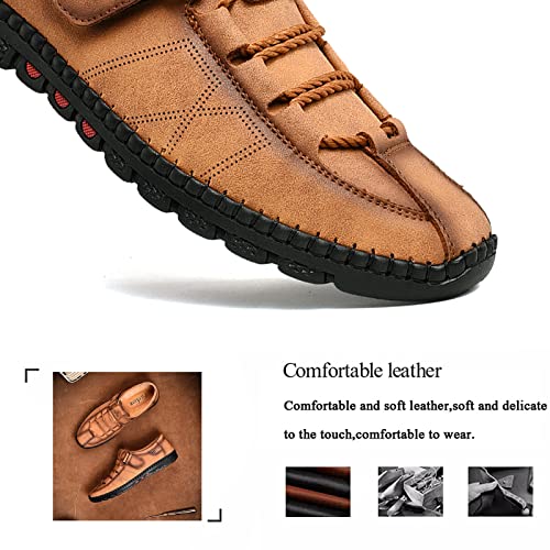 Men's Casual Fashion Loafers Knitted Laces Breathable Rubber Comfortable Business Light Driving Leather Shoes3