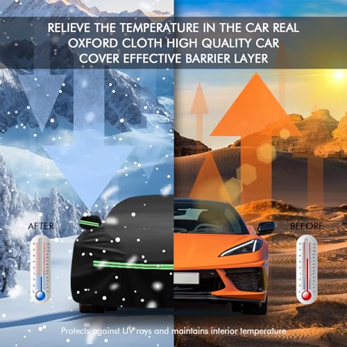 Image of for Corvette 2020-2023 C8 Car Cover 210D Outdoor Waterproof UV Protection, with Cotton Layer, Zipper Door, Reflective Strip, Storage Bag, for Chevy C8