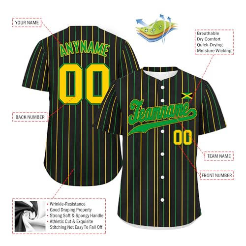 Camiseta de béisbol personalizada Jamaica para hombres, mujeres y jóvenes, transpirable, con botones, camisa de softball suave miniatura 4