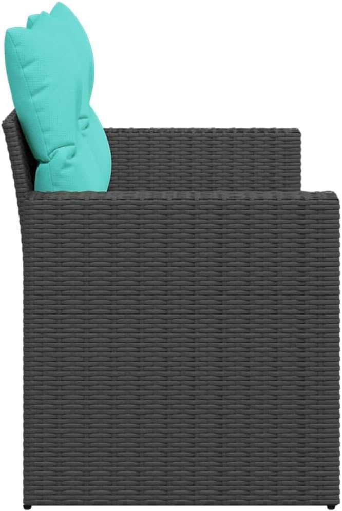 2-Seater Outdoor Loveseat Sofa Black PE Rattan Modular Patio Furniture for Garden Balcony Backyard