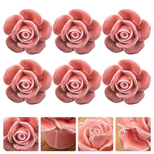 DOITOOL 6 Peças de Cerâmica Do Vintage Floral Rose Flor Porta Puxadores de Cerâmica Alças Armário de