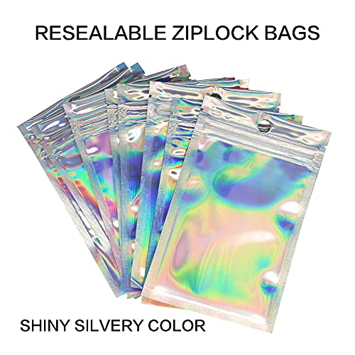 image for MIYKA 100 Pieces Resealable Zip Lock Bags, Smell Proof Front Clear Fla